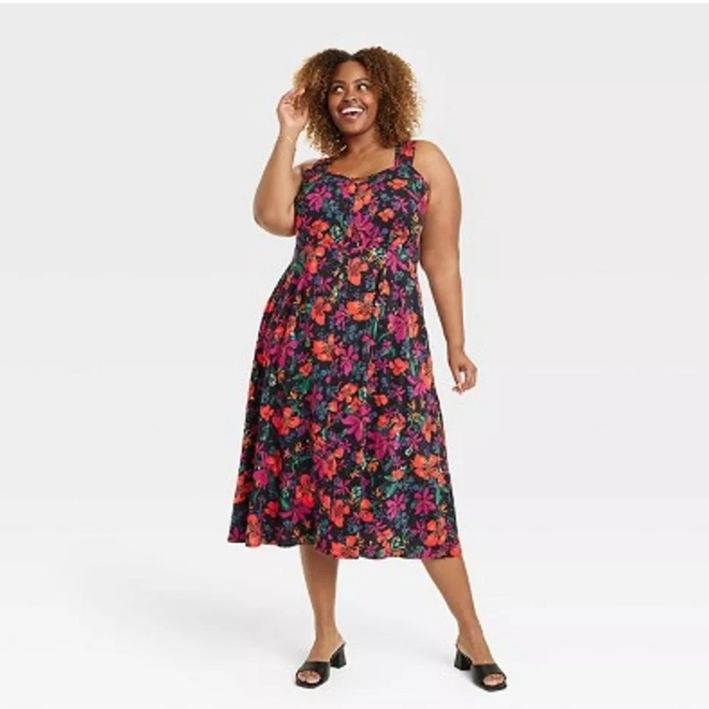 Floral Sleeveless Midi Dress